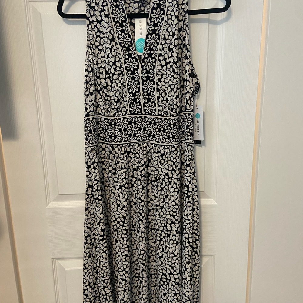 Floral Black and White Dress